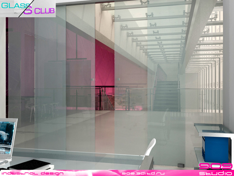 Раздвижные стеклянные двери от GlassClub. Дизайнер - Павел Сапов.