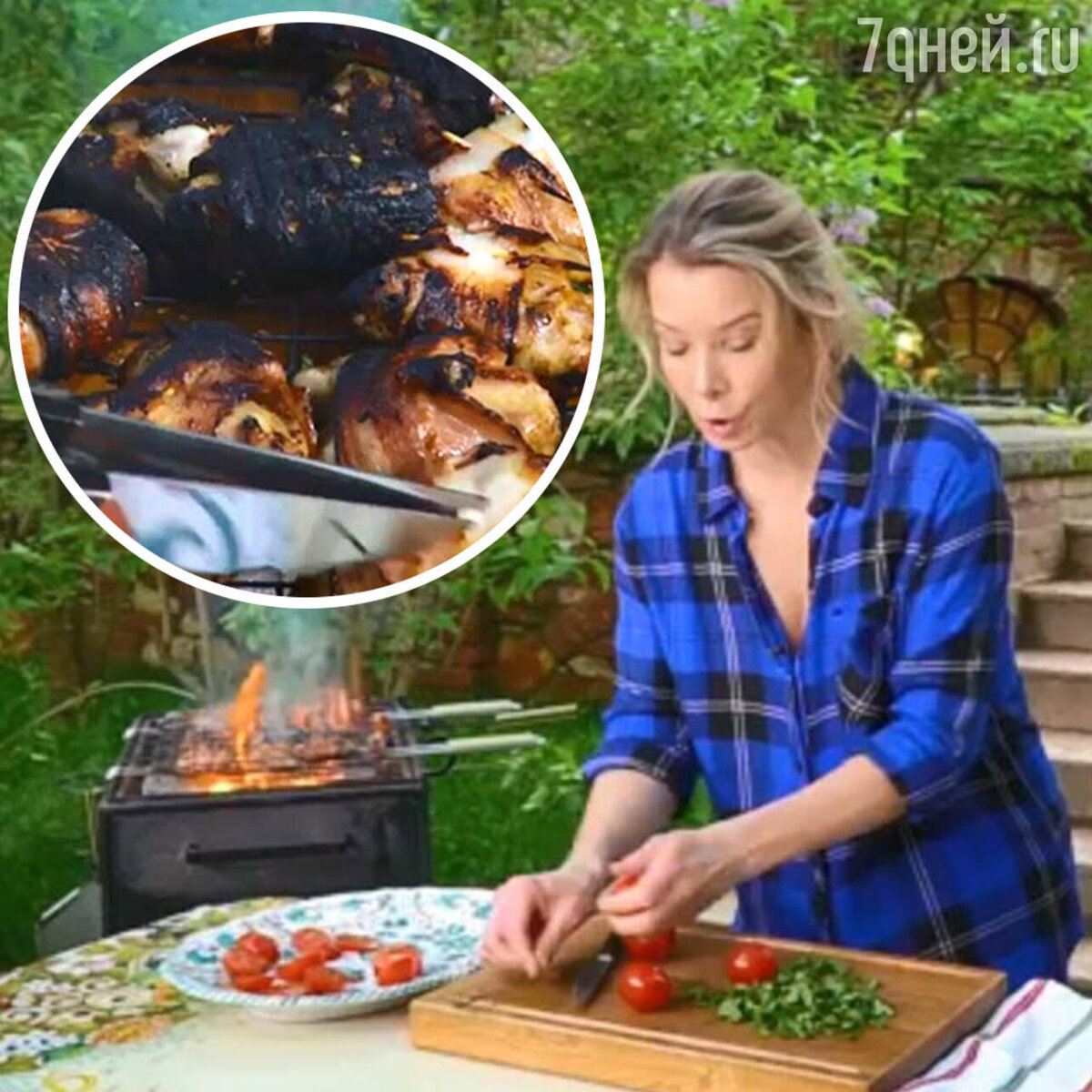    Горелый шашлык от Юлии Высоцкой породил не мало мемов в интернете кадр из видео