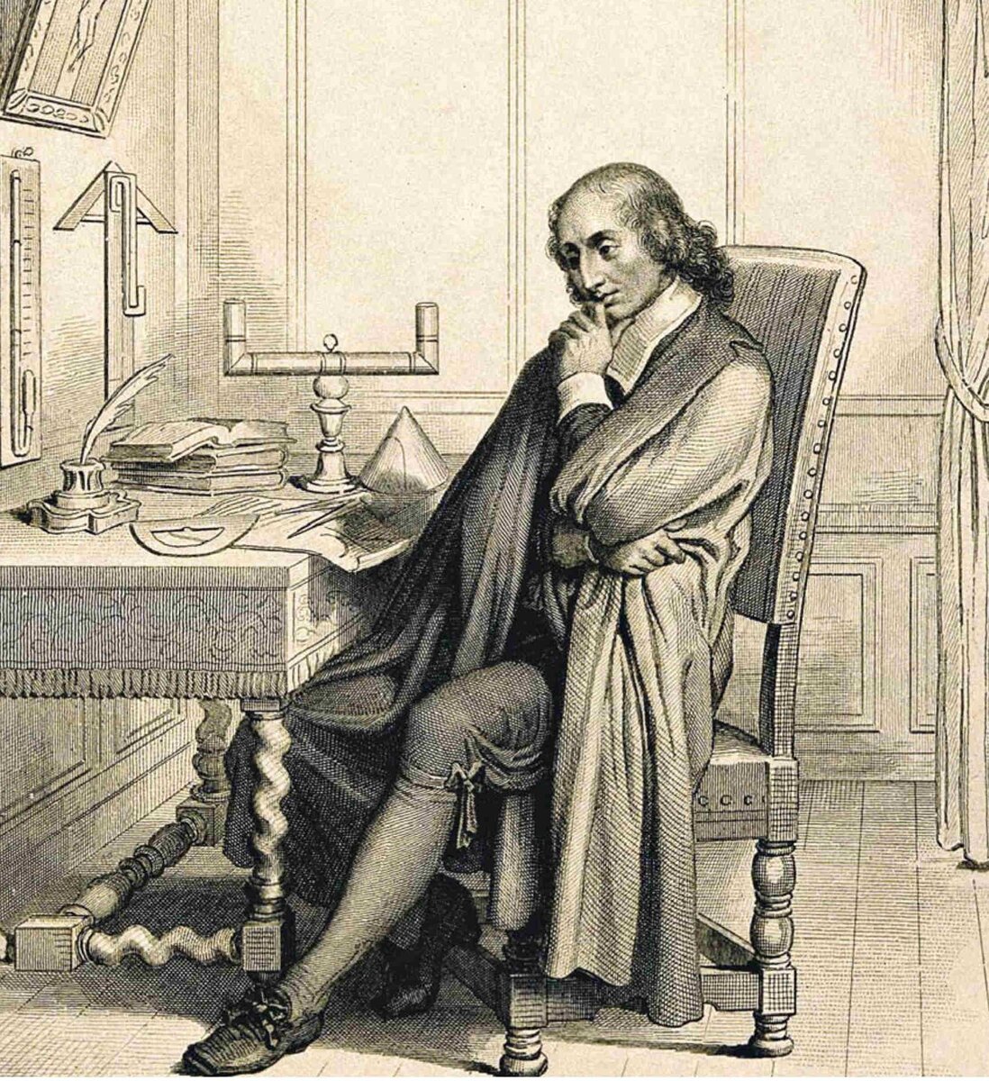 Блез Паскаль в своем кабинете