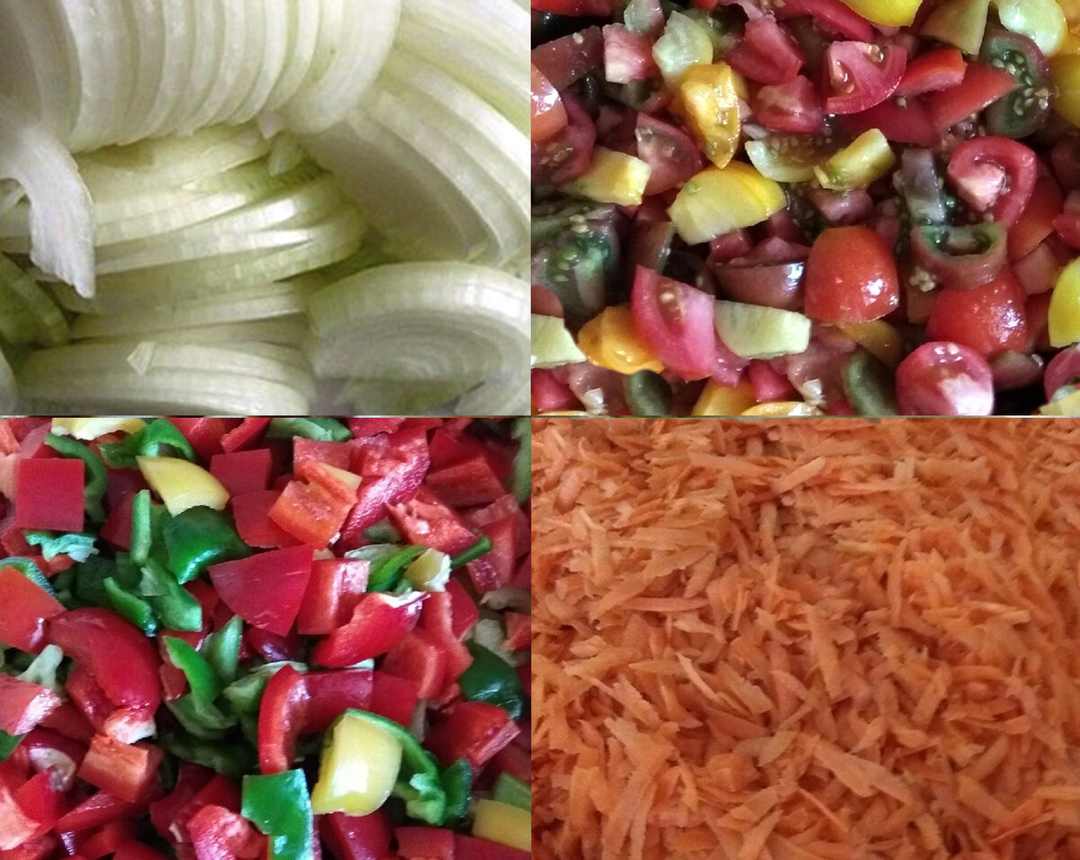Салат из помидоров, болгарского перца, моркови и лука без стерилизации на зиму