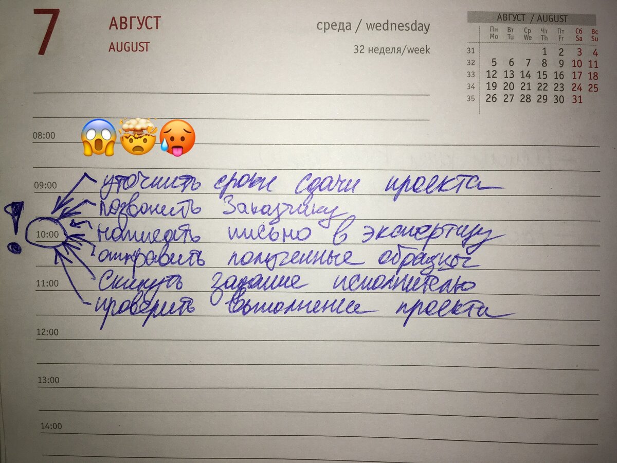Типичный ежедневник многозадачника