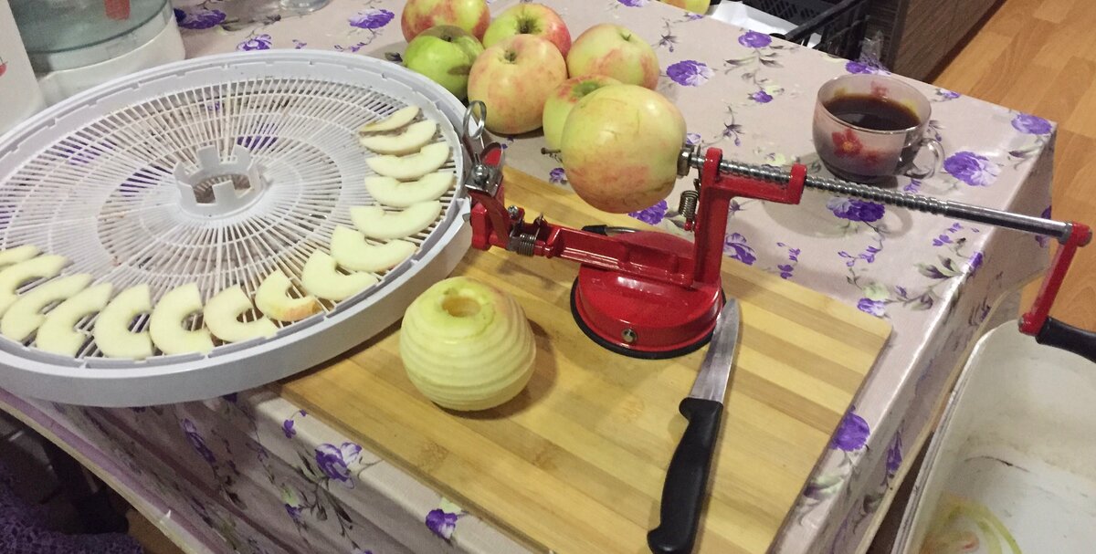 Яблокочистка просто не заменима в переработке яблок! Фото из личного архива