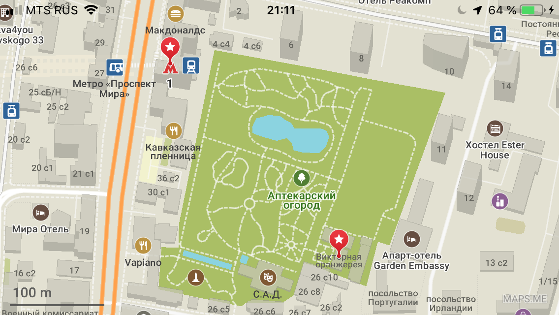 Карта аптекарского огорода в москве