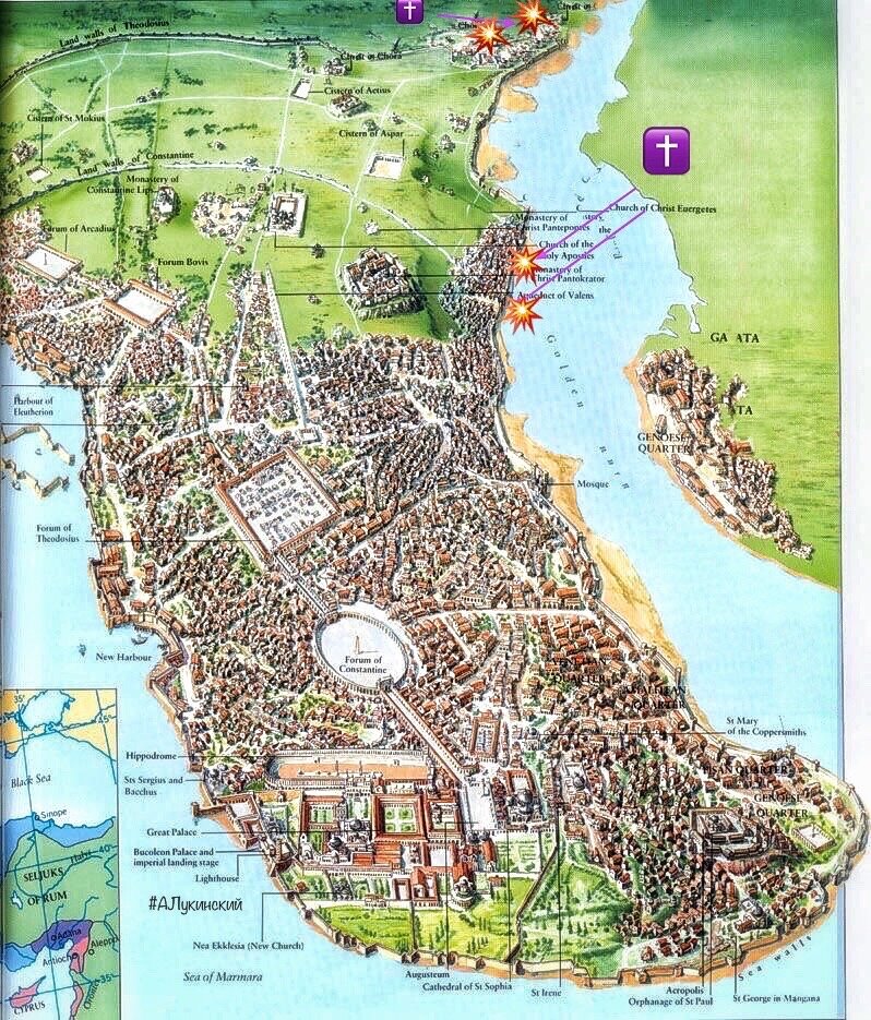 Карта константинополя в средние века
