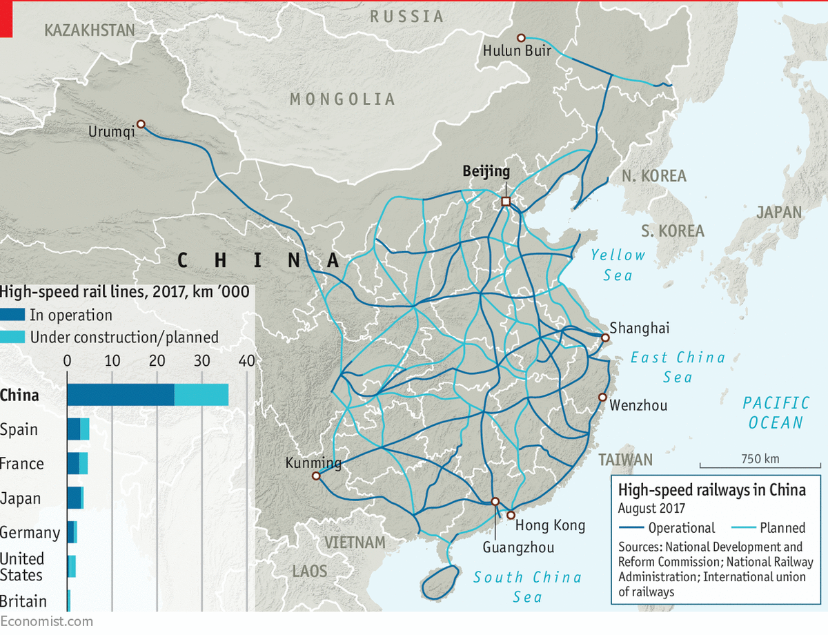 Схема скоростных поездов китая