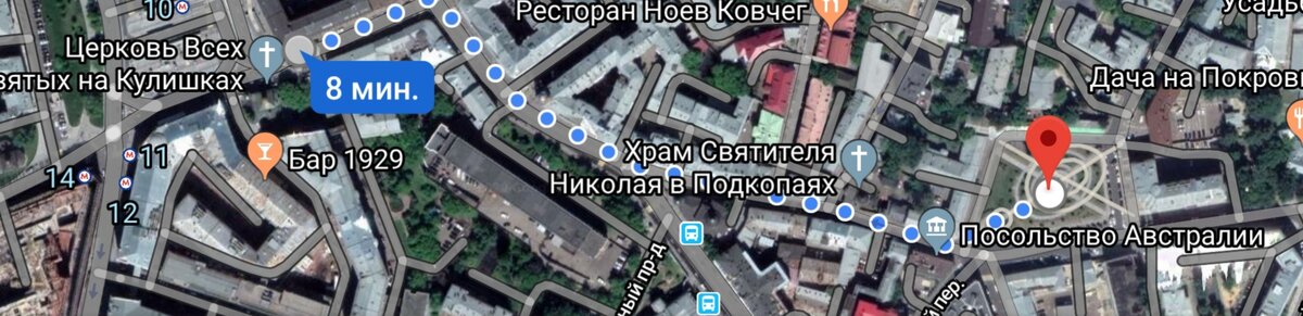 Хитровская площадь на карте современной столицы справа в нижнем углу и станция метро Китай-город слева в верхнем углу