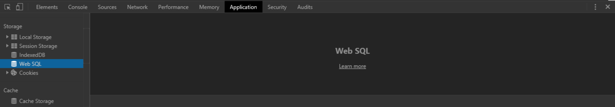 Web SQL в панели разработчика