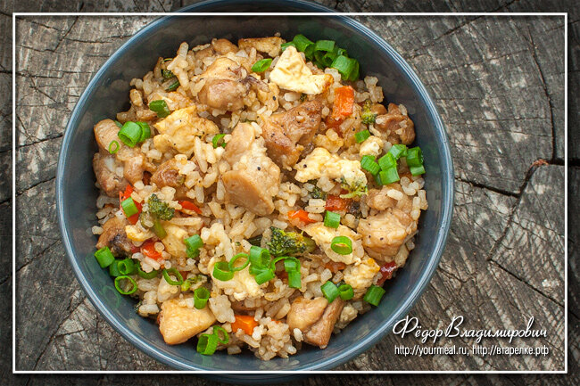 Рис терияки с курицей и овощами 🍚🍗🥒🌶