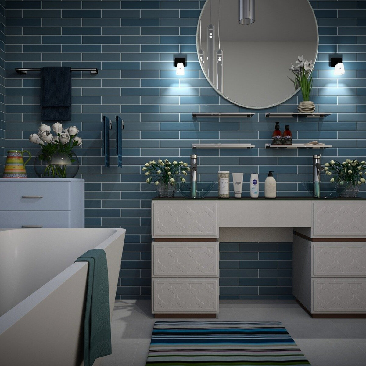 Ванная комната. Симпатично! - но мне до такого ещё далеко: фото из сети: https://pixabay.com/images/id-3563272/