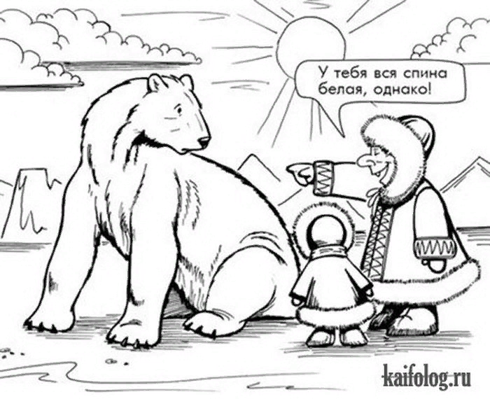 У вас вся спина белая картинки. Чукча карикатура. Медведь карикатура. Белый медведь карикатура. Эскимос карикатура.