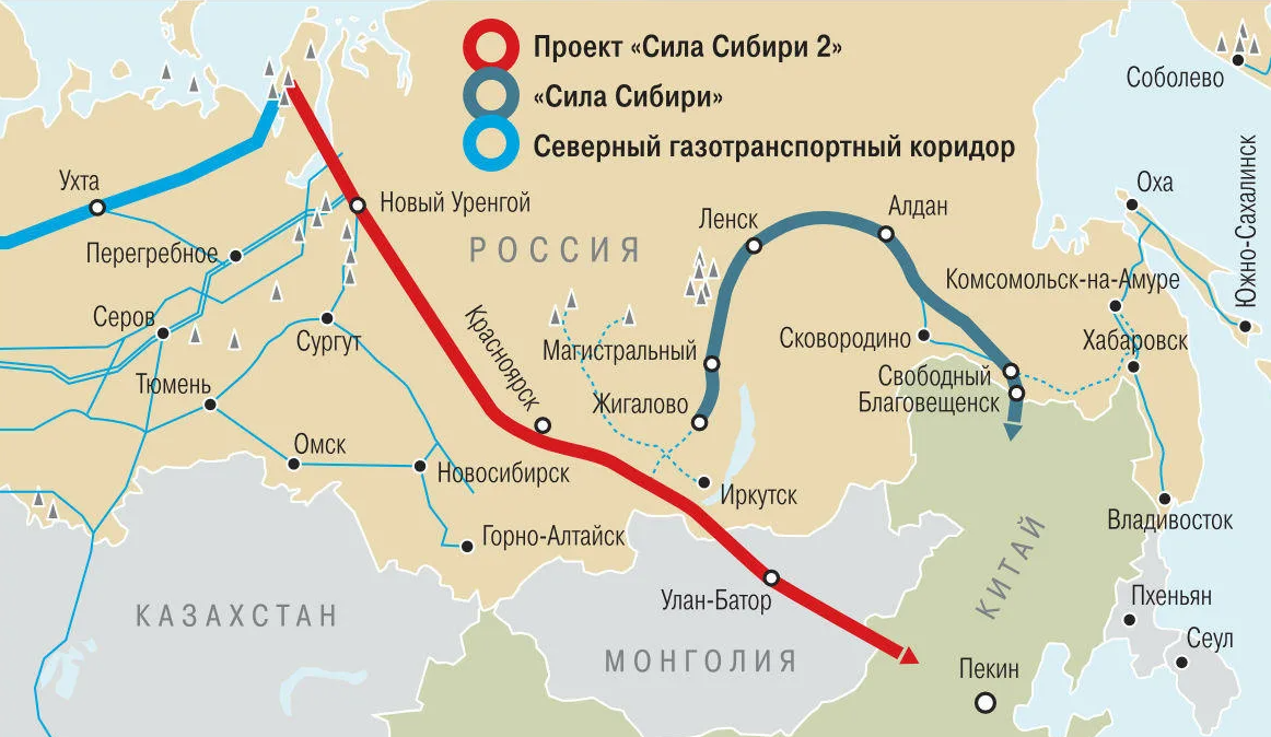 Сила сибири маршрут трассы карта