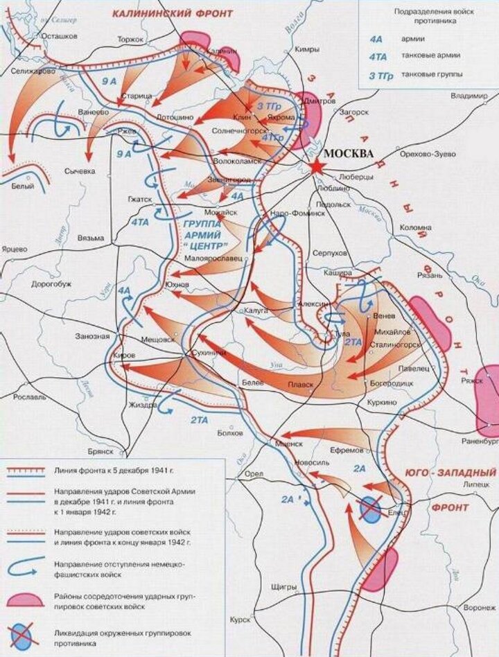 Контрнаступление советских войск под москвой карта