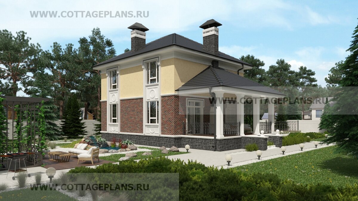 2-й и 3-й фасады дома. Источник фото: https://www.cottageplans.ru