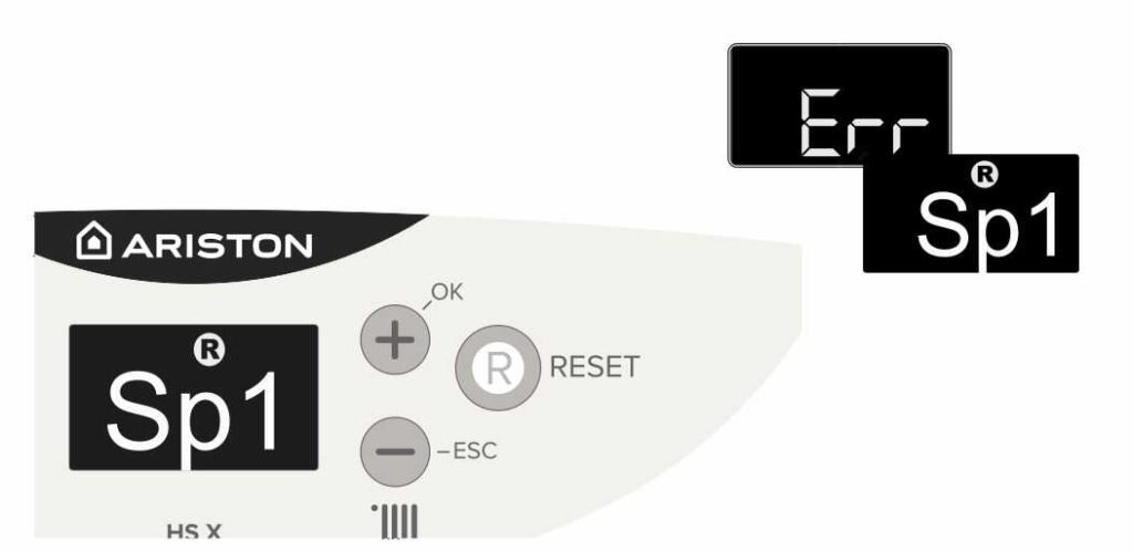 Высвечивается ошибка SP1 на газовом котле Ariston