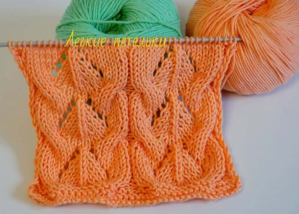 Узор спицами  Легкие петельки