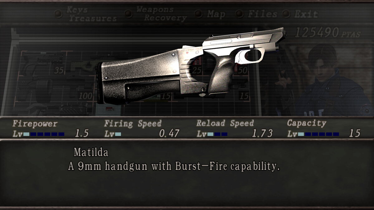 Пистолет "Матильда" в Resident Evil 4. Согласно вики по Resident Evil, название пистолета - отсылка к фильму "Леон".