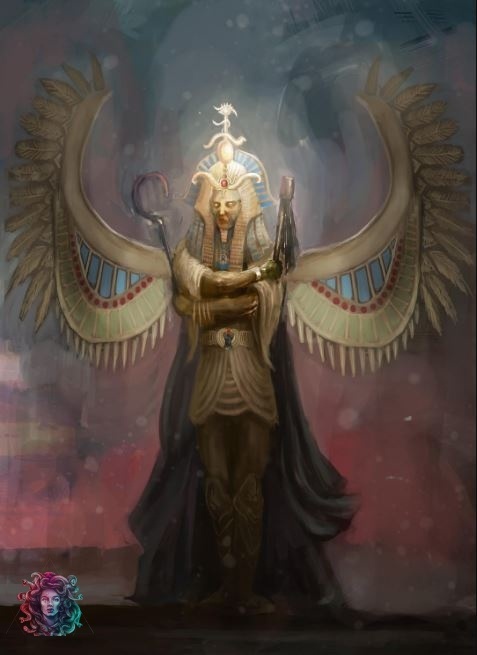 Бог "Осирис" приносит цивилизацию в долину реки Нил.