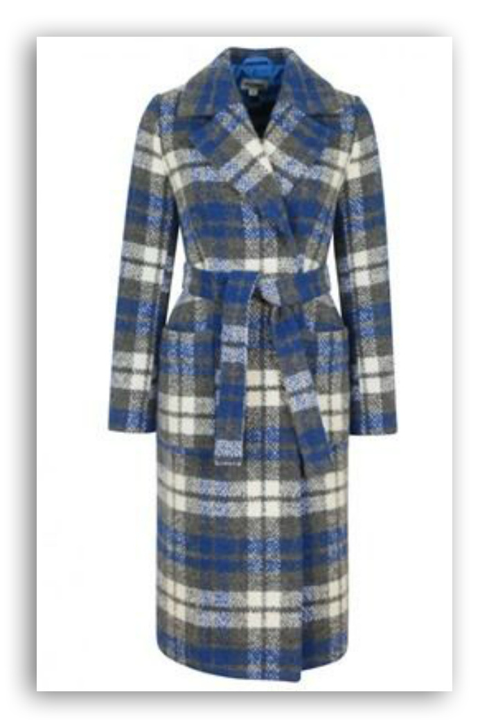 Пальто в английском стиле, клетка серо-синяя.(451 (01306479031)) - цена 6390 рублей