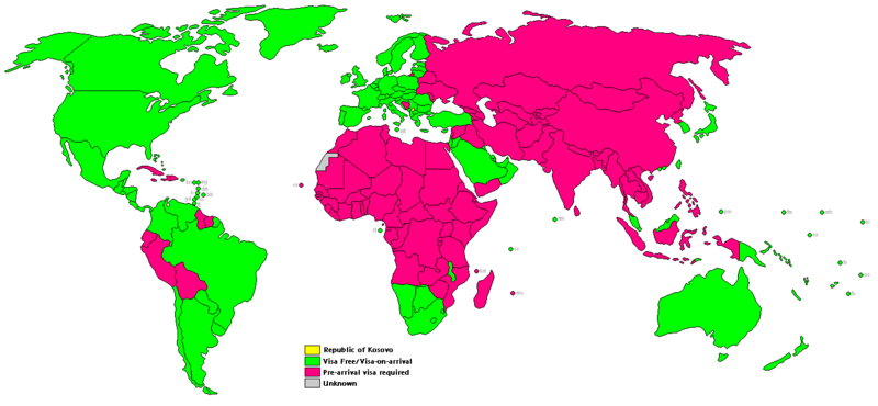 Карта признания косово