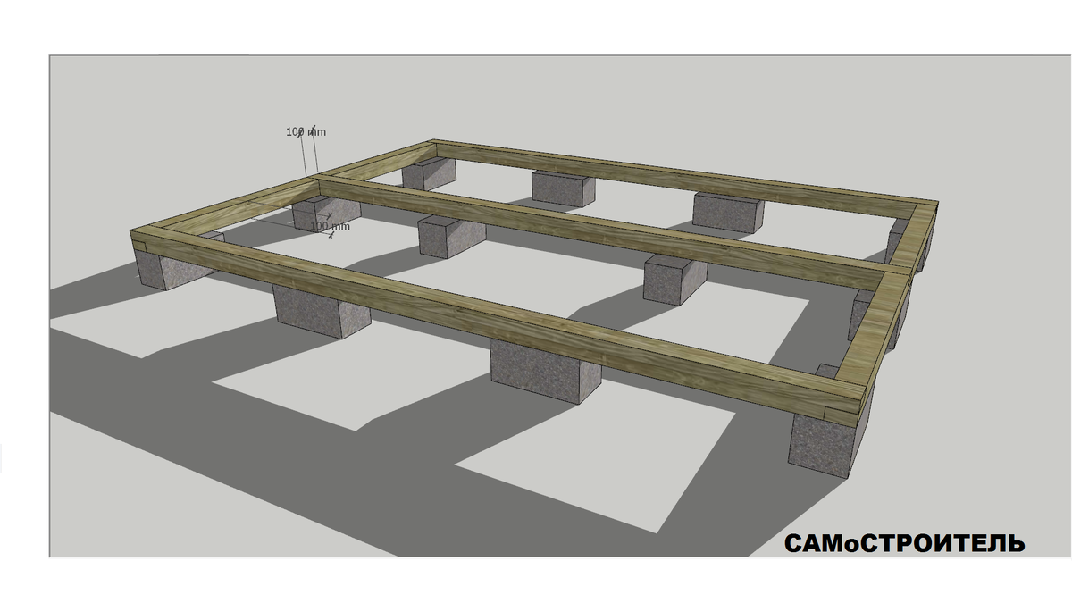На основание брус 100*100. Соединение в лапу.