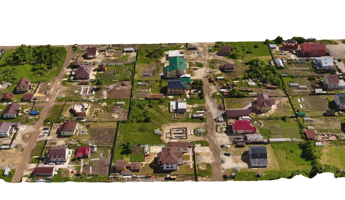 3d модель частного сектора сделана с квадрокоптера