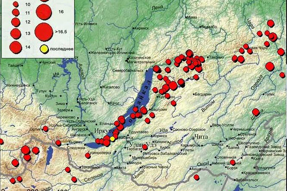Сейсмическая карта Байкала.