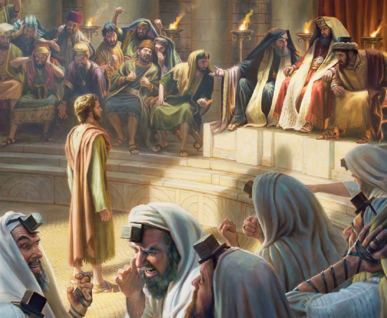Ο Ιησούς μπροστά στο Σανχεντρίν σε έναν πίνακα ενός σύγχρονου καλλιτέχνη