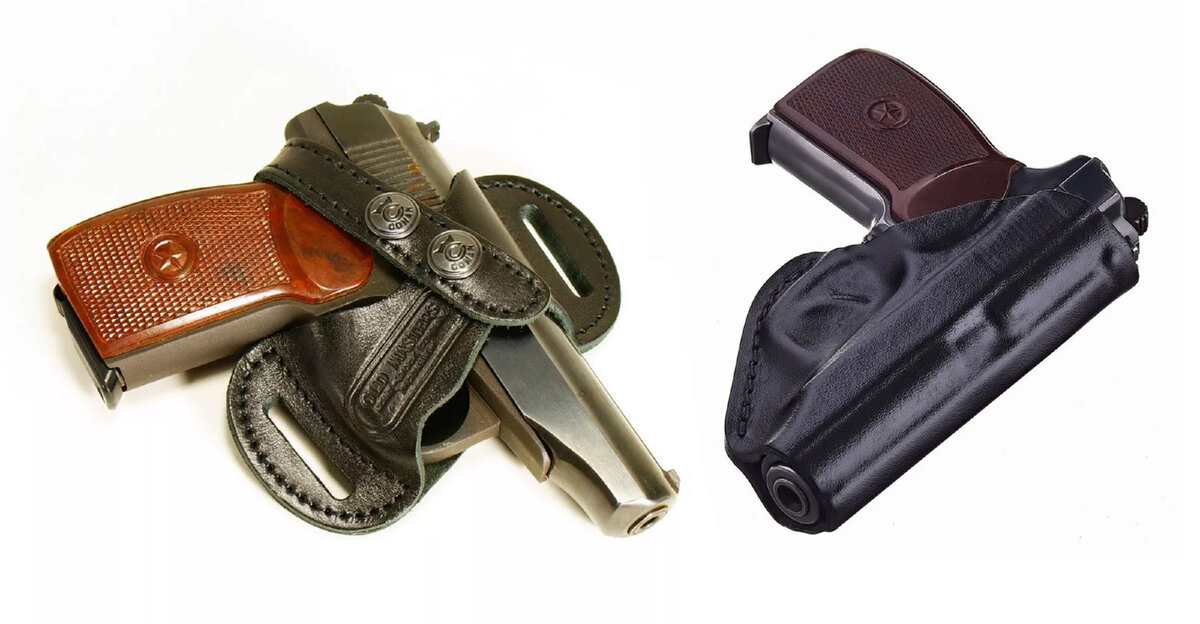 Кобуры открытого (слева) и полуоткрытого типа (справа) 