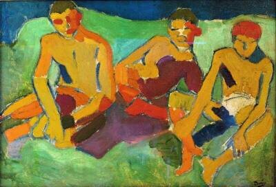 Три персонажа на траве, 1906 , 38×55 см