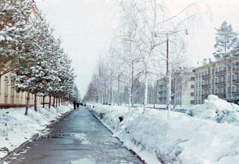 Морской проспект, 1975 год. Фотоархив СО РАН, фото взято с сайта www.soran1957.ru