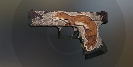 Название: Glock-18 | Ласка
Цена: 30 руб.

Глок используется очень часто в игре, так как является стандартным пистолетом в руках террориста. Вариантов украшения можно найти очень много, но лучший из не дорого это – ласка. Glock будет симпатичным и простеньким, что наверняка вам понравиться.