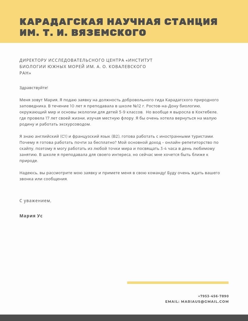 Мотивационное письмо пример директор года