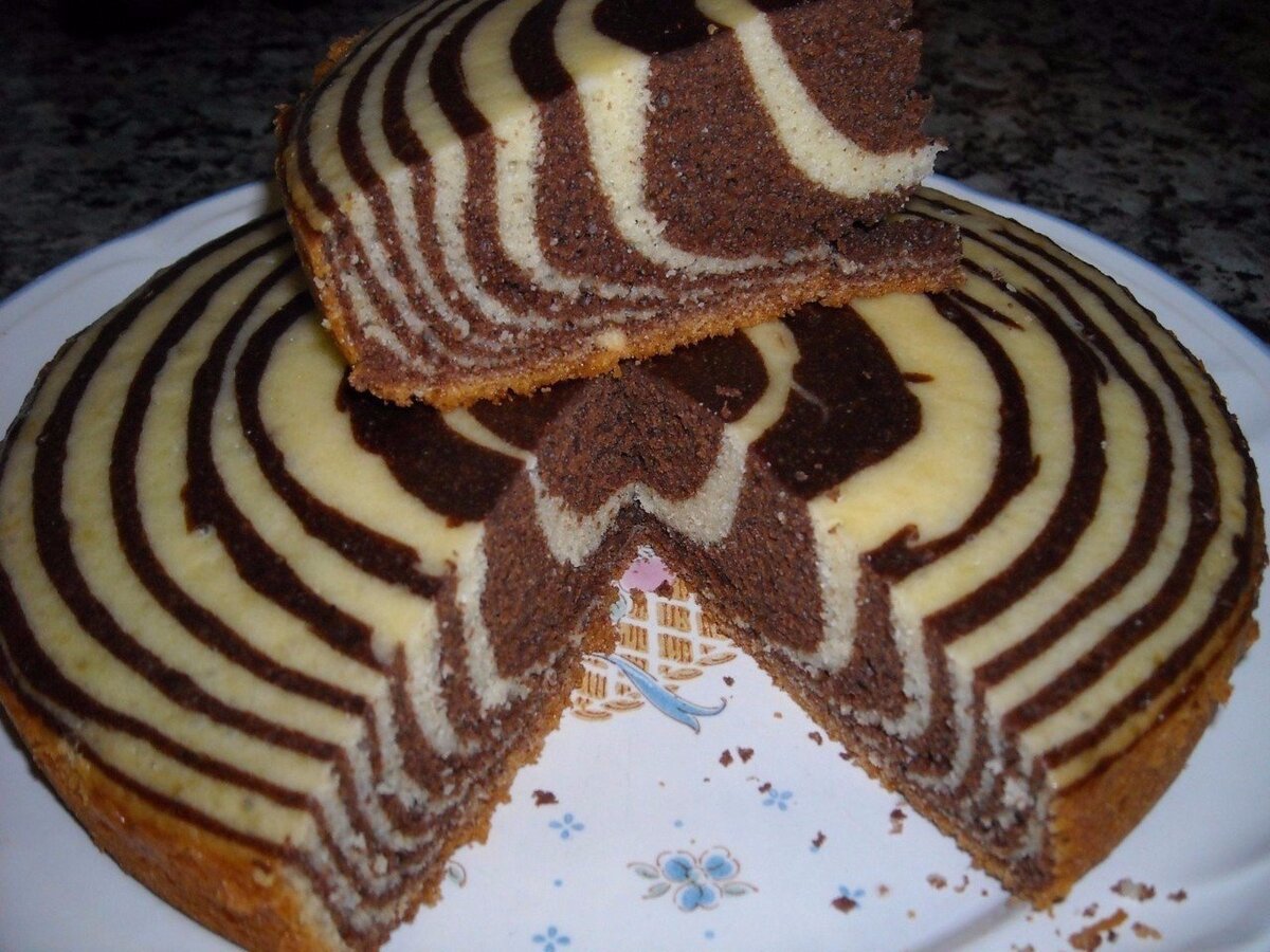 Пирог «Зебра» с ряженкой – пошаговый рецепт приготовления с фото