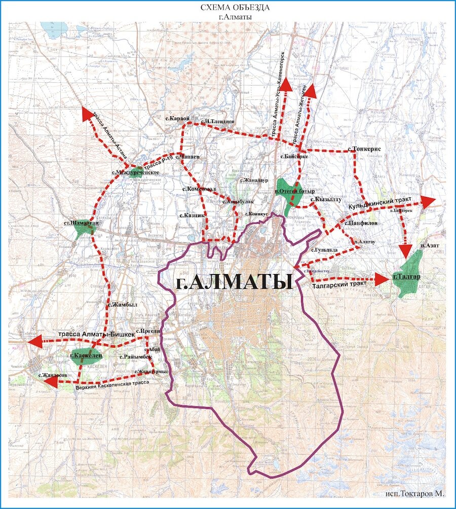 Полицейские показали на карте схему объезда Алматы по территории области 