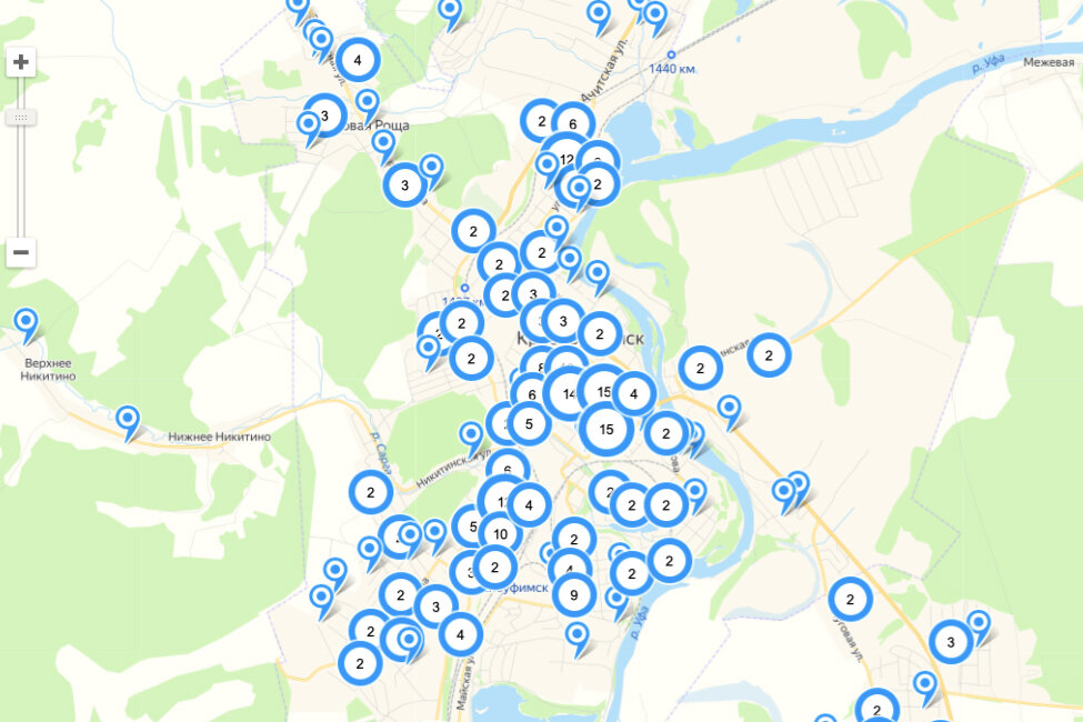Карта заболеваемости в Красноуфимске. Источник: 66.rospotrebnadzor.ru