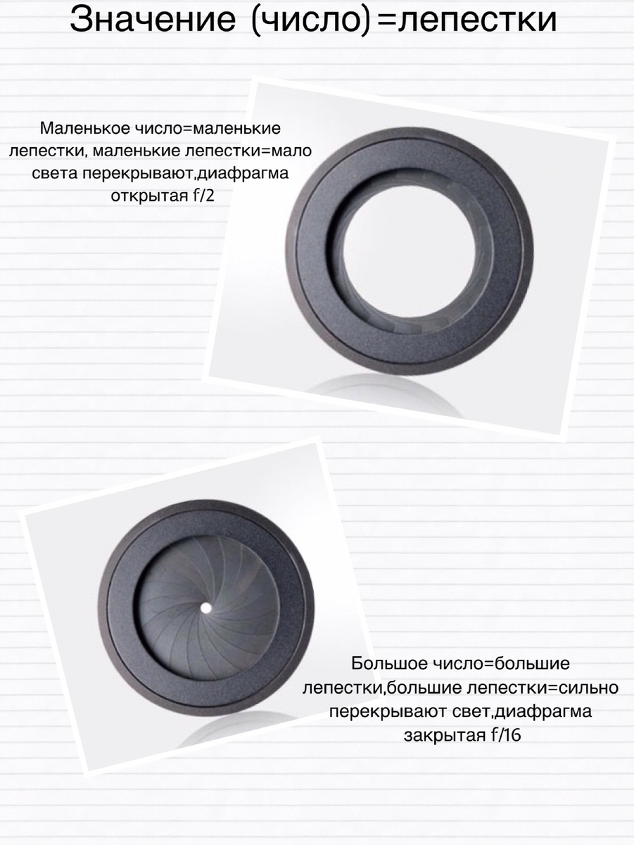 Отличие открытой диафрагмы от закрытой 