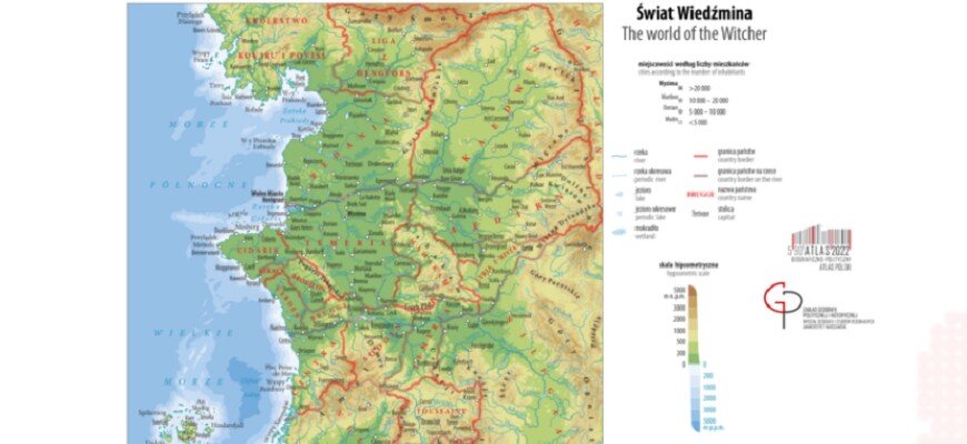 Карта по миру «Ведьмака», atlas2022.uw.edu.pl