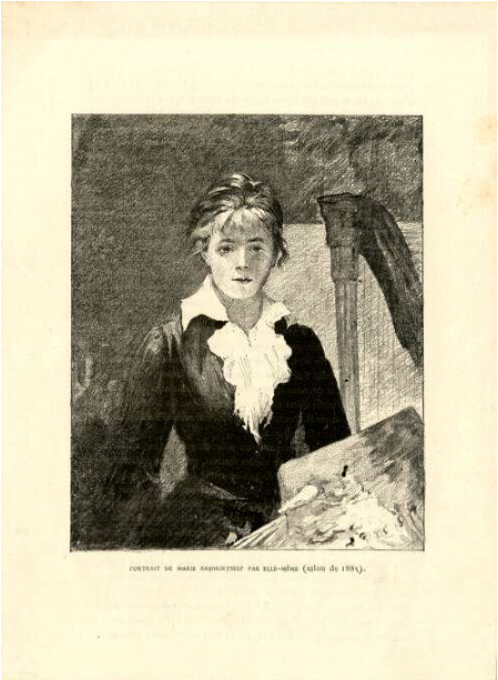 Репродукция автопортрета Марии Башкирцевой во французской газете, посвященной французскому Салону 1885 года.