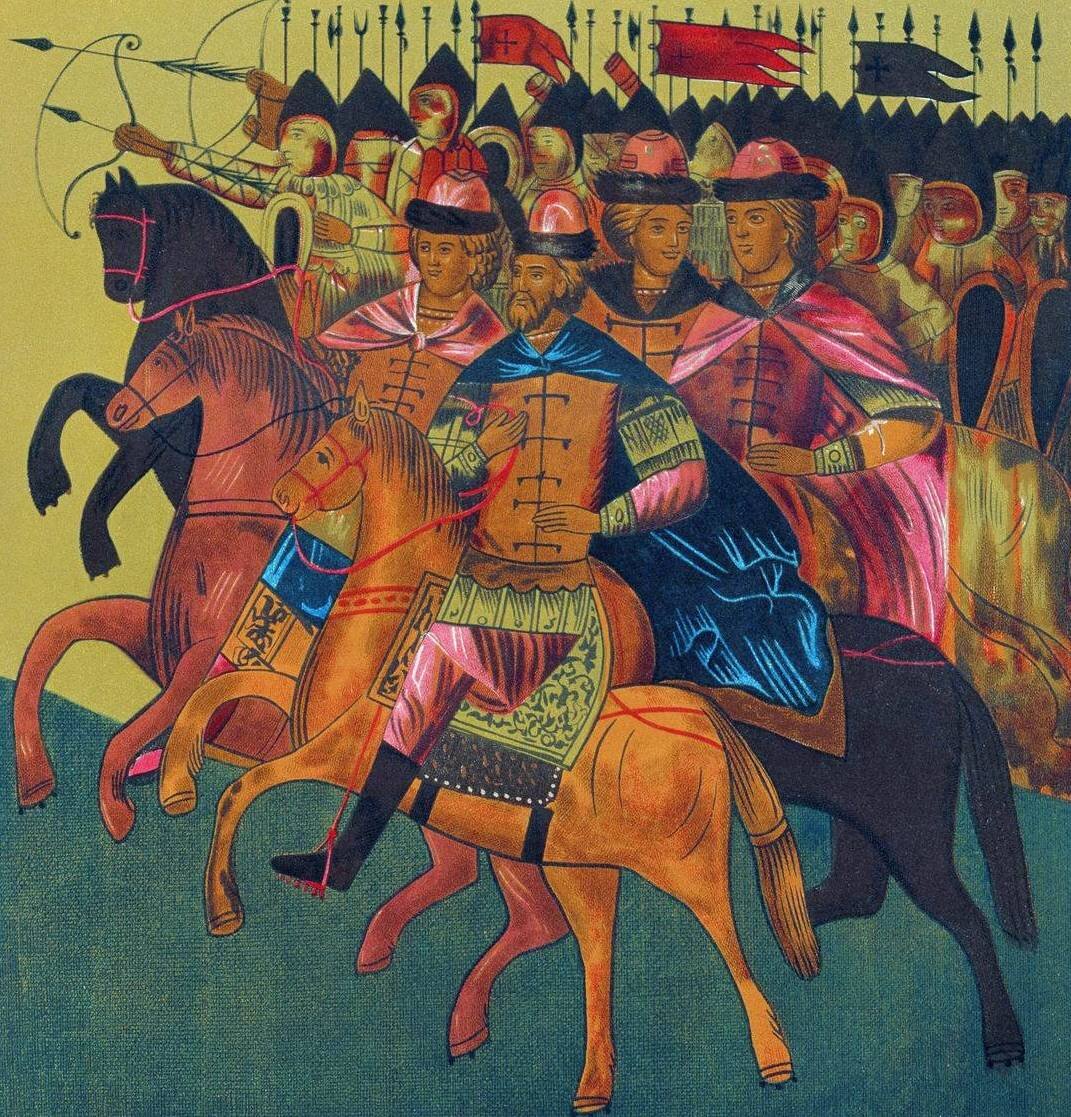 Андрей Боголюбский с дружиной. Источник изображения открытая база "Яндекс. Картинки".