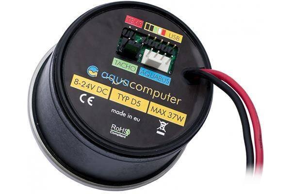 D5 от aquacomputer, оснащенная датчиками температуры, usb и фирменным интерфейсом aquabus