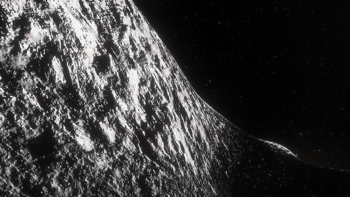 Поверхность Луны. Изображение из симулятора Space Engine