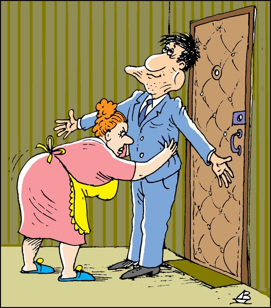 Приходит муж домой после пьянки.