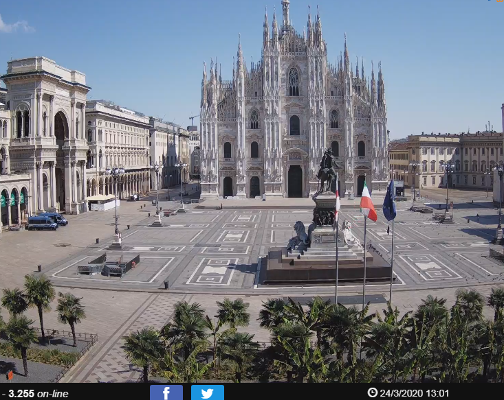 Милан 24.03.2020, 13:01 - пустые площади и улицы