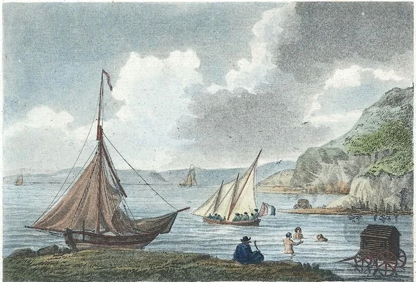 Место для купания в заливе Кардиган,Западное побережье Уэльса.