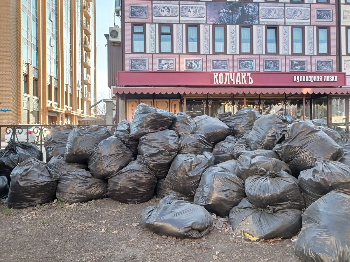 Продолжить выбросить. Бытовые отходы. Мешки с мусором после субботника.