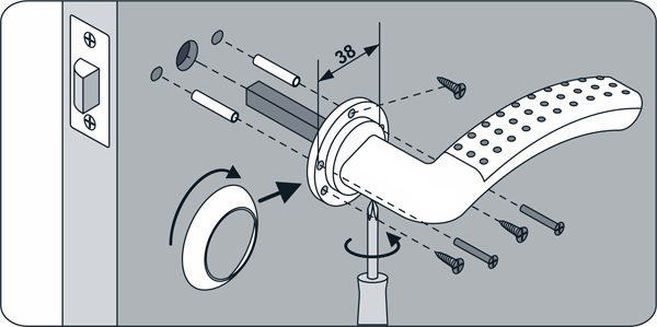 Установка дверной ручки с защелкой
