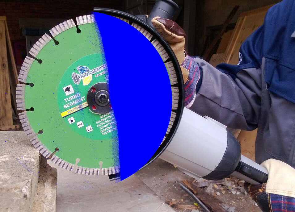 Синим закрашена область которую нужно замотать бумажным скотчем.