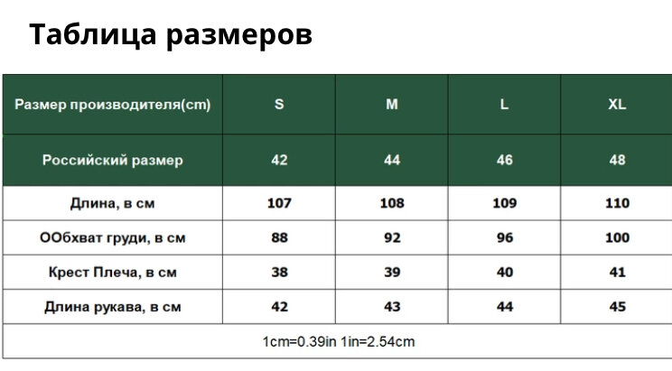 Размерная таблица 