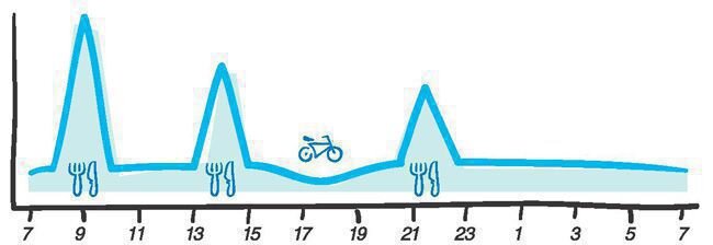 график уровня инсулина в течение дня