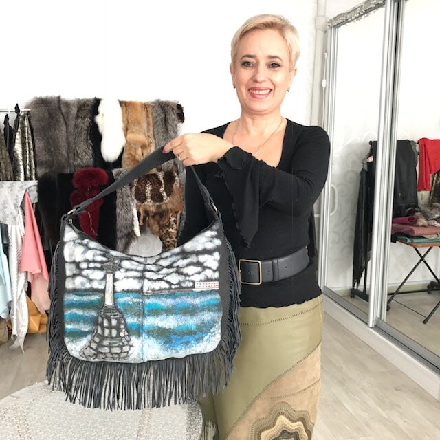 Кожаные сумки с бахромой. Ателье Ирины Берзиной.